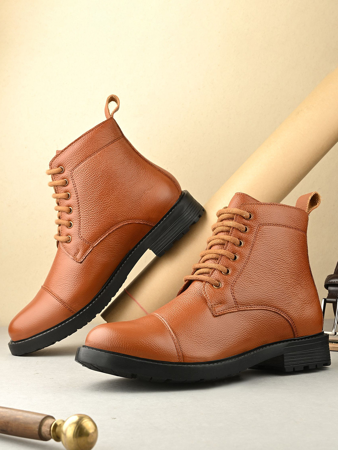 DESIDERIO Men Leather Police Boot