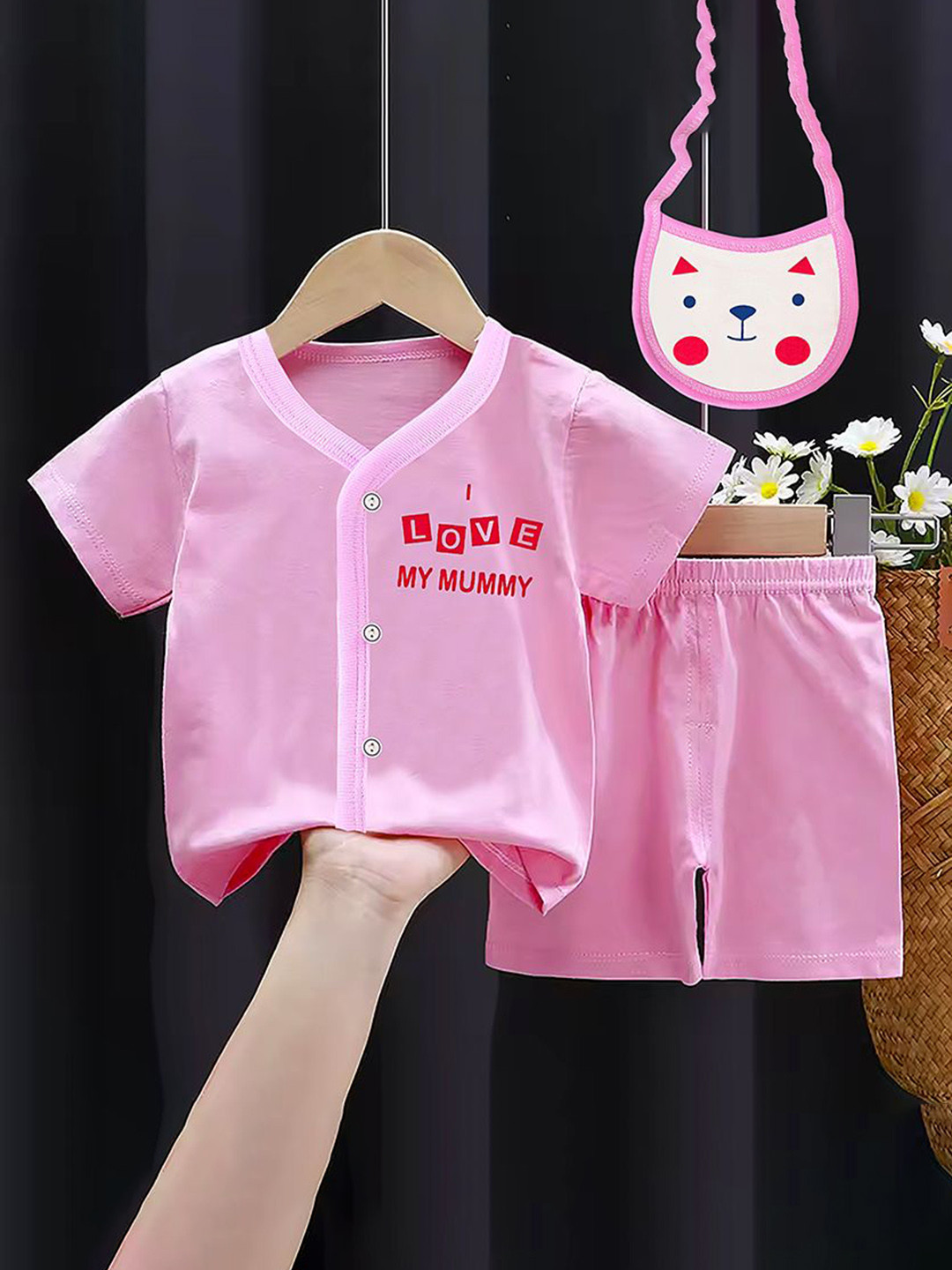 Fancy Walas Infants 3-Pcs Printed Pure Cotton Baby Apparel Gift Set