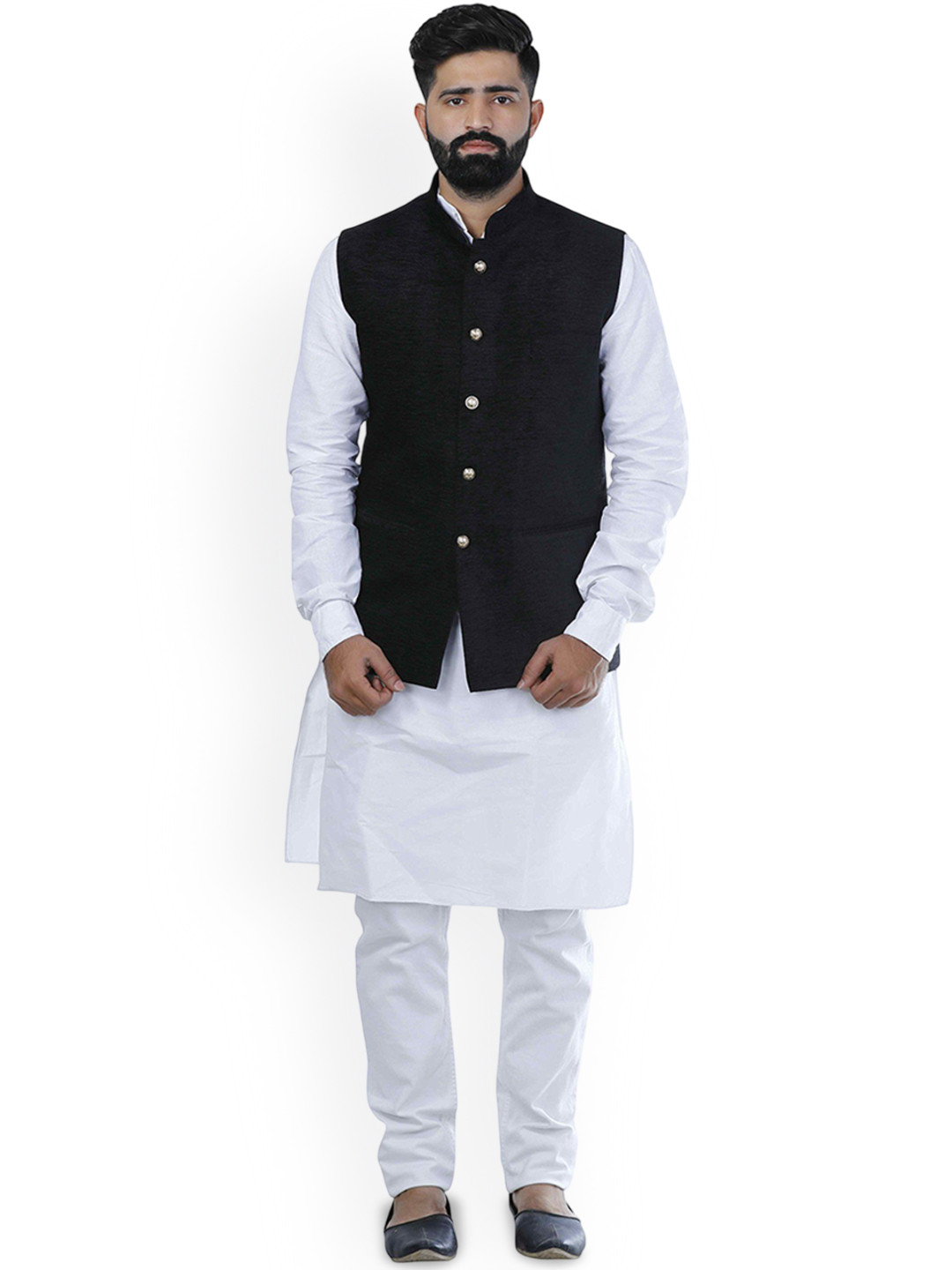 VEERA PARIDHAAN Corduroy Chinese Collar Nehru Jacket
