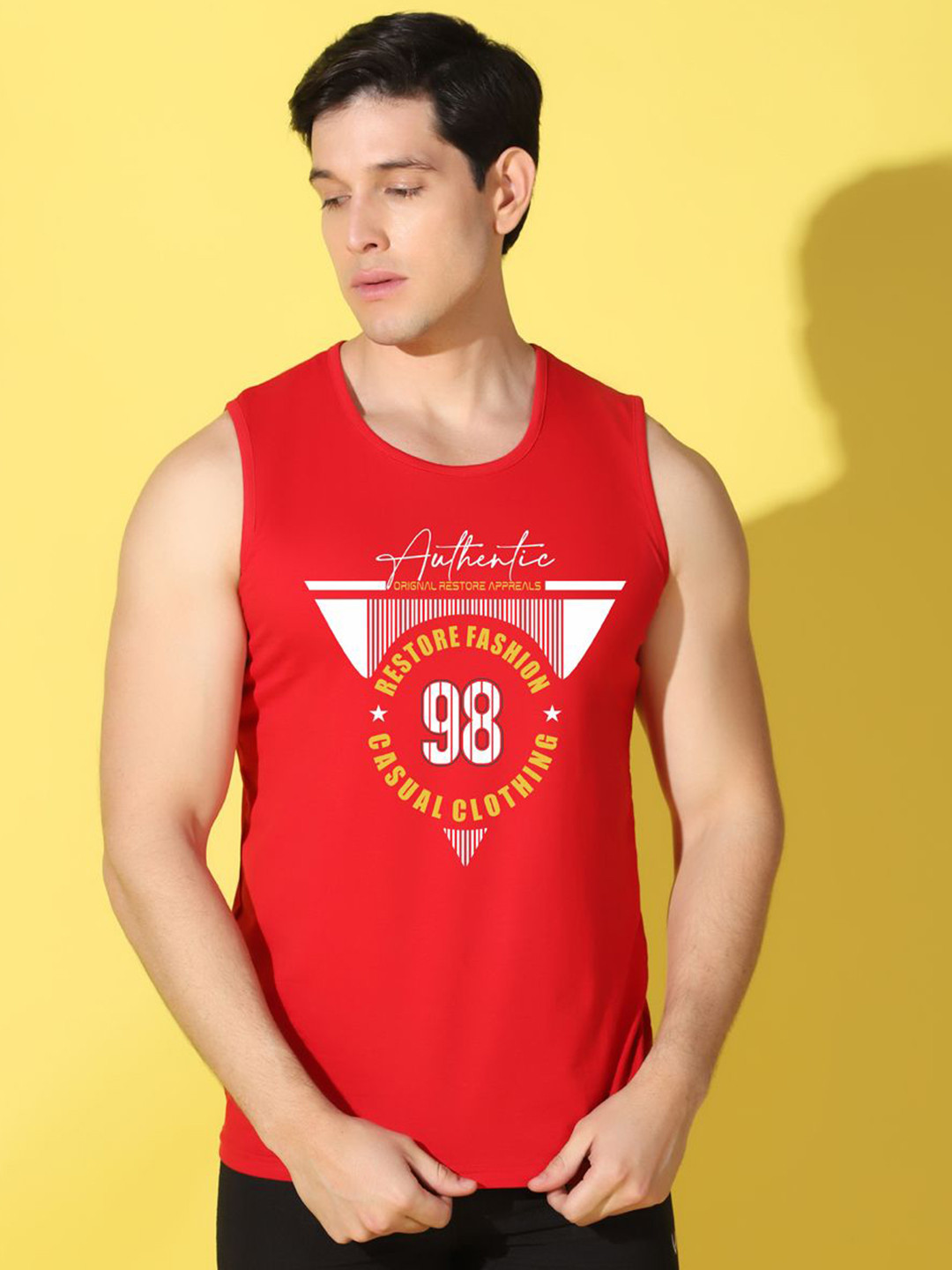 WOOSTRO Printed Gym Innerwear Vest VWS26 98 RED