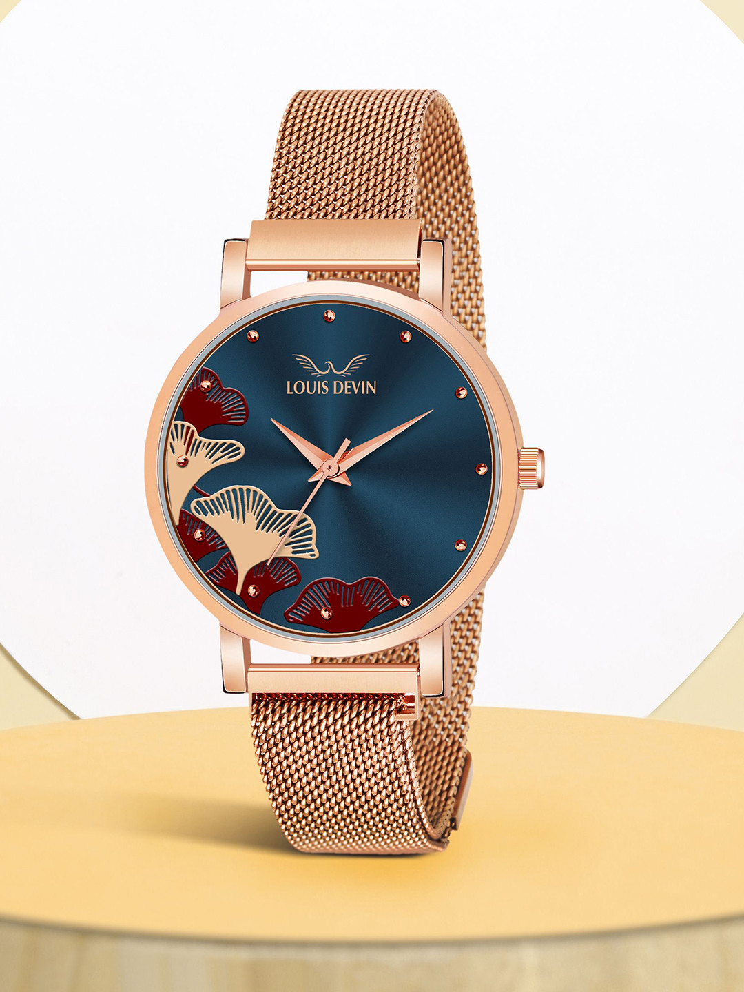 LOUIS DEVIN Women Brass Dial & Straps Analogue Watch LD-RG162-BLUE