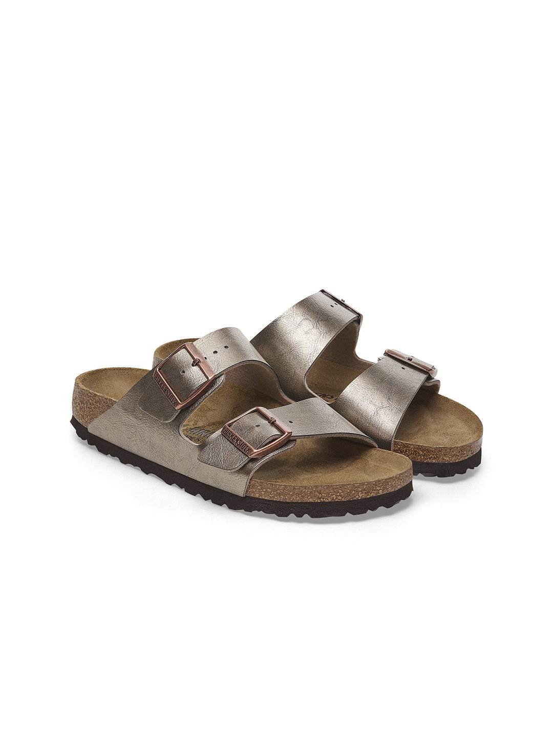 Birkenstock Women Leather Buckle Two Strap Flats