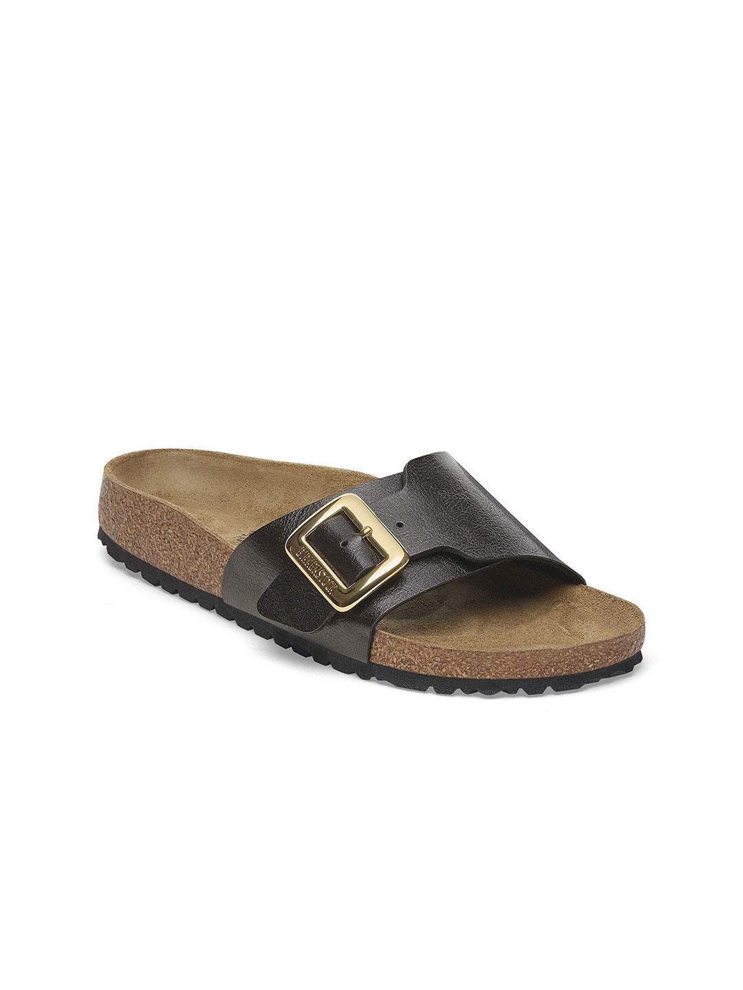 Birkenstock Women Leather Buckle One Strap Flats