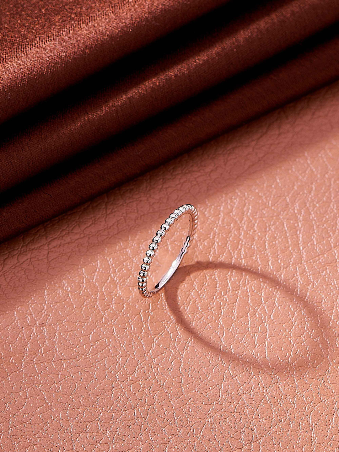 Nipura 925 Sterling Silver Rhodium-Plated Beaded Band Finger Ring