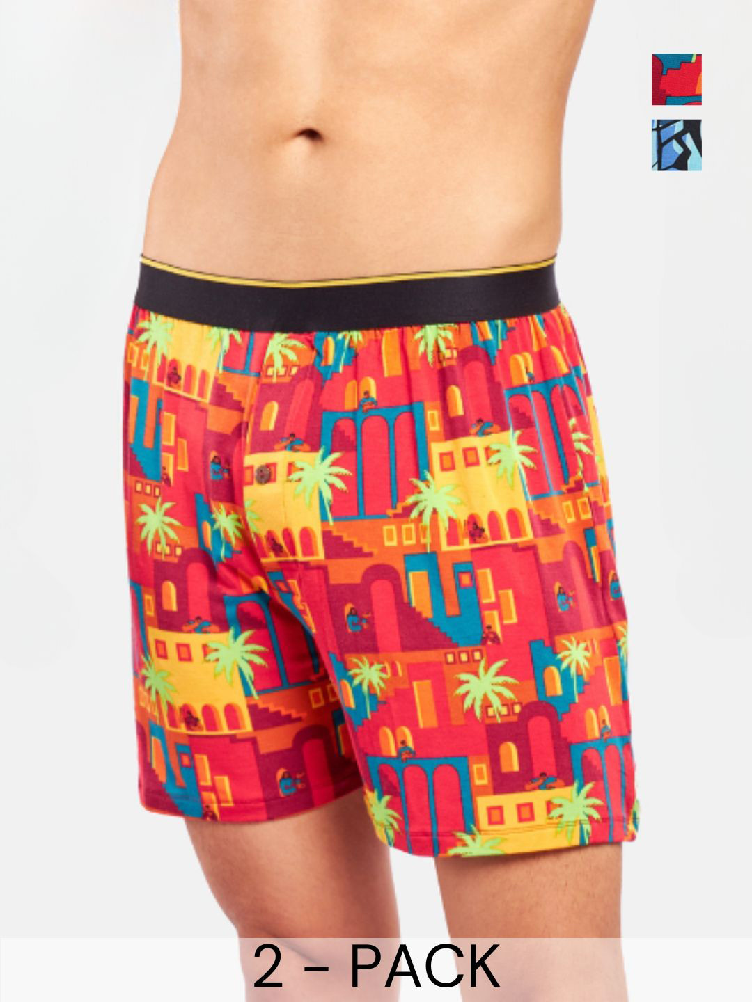 Bummer Men's Pack Of 2 Underwear Mircomodal Printed Boxer - BOCBICE02S