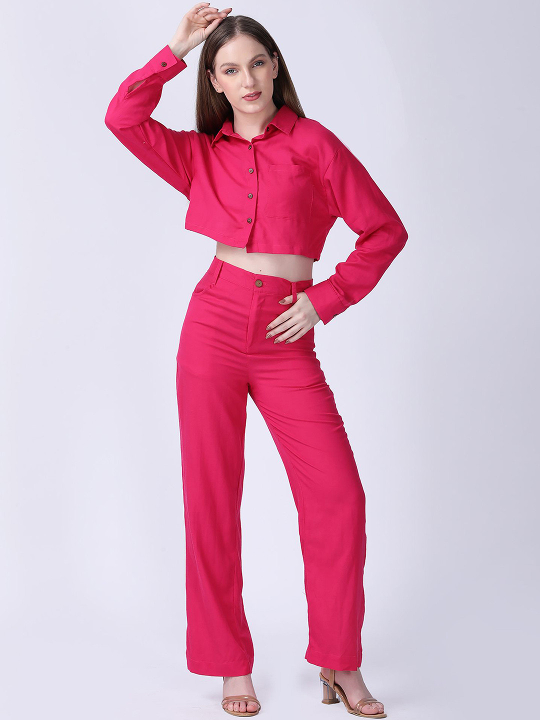 SZN Shirt Collar Cropped Shirt & Trouser