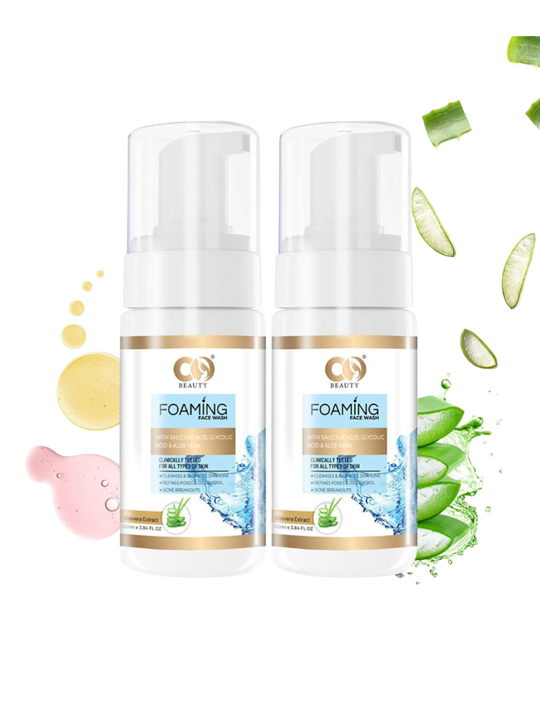 CO BEAUTY Set Of 2 Foaming Face Wash With Salicylic Acid & Glycolic Acid - 100 ml Each