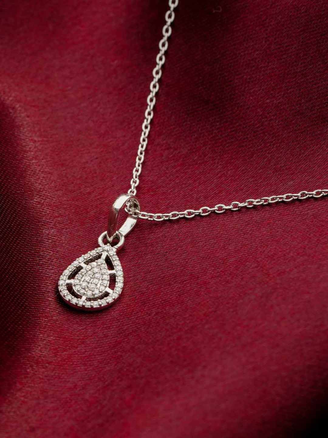 Soraya Luxe 925 Sterling Silver Moissanite Diamond Raindrop Pendant Necklace