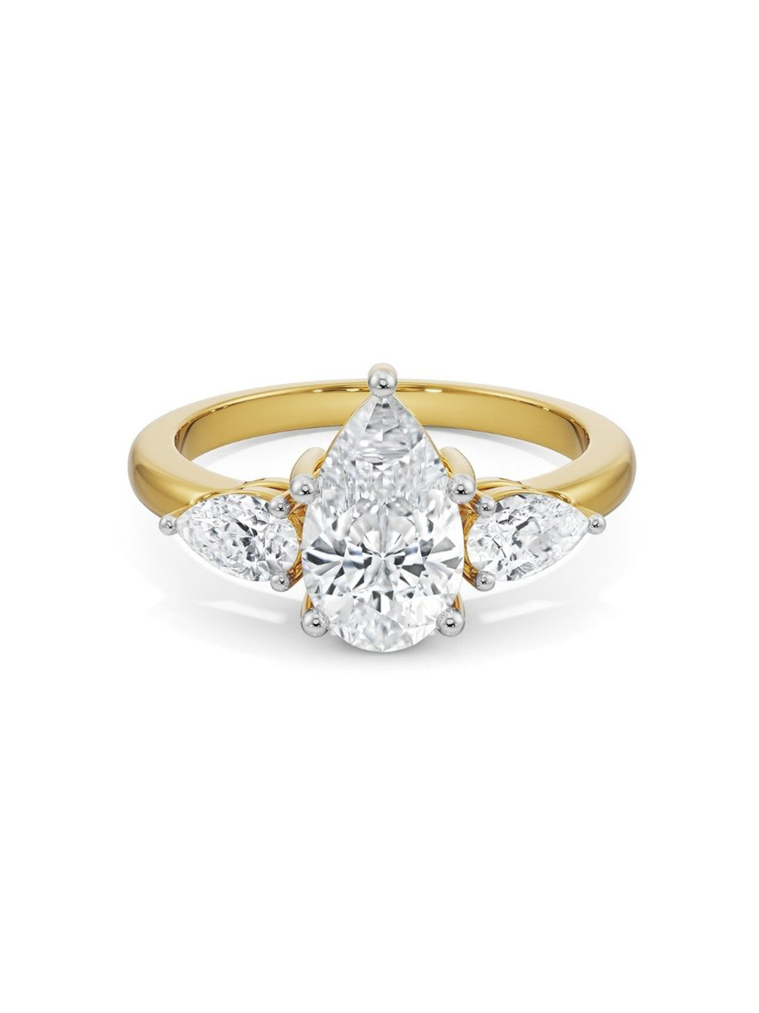 Emori Pear Tri Solitaire Lab Diamond in 14KT Gold Ring