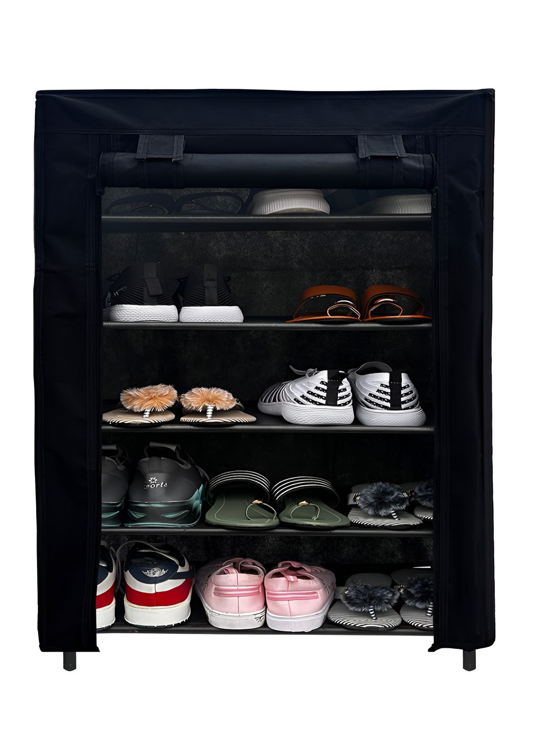 Rmerchants Black Stainless Steel 5 Shelves Shoe Rack