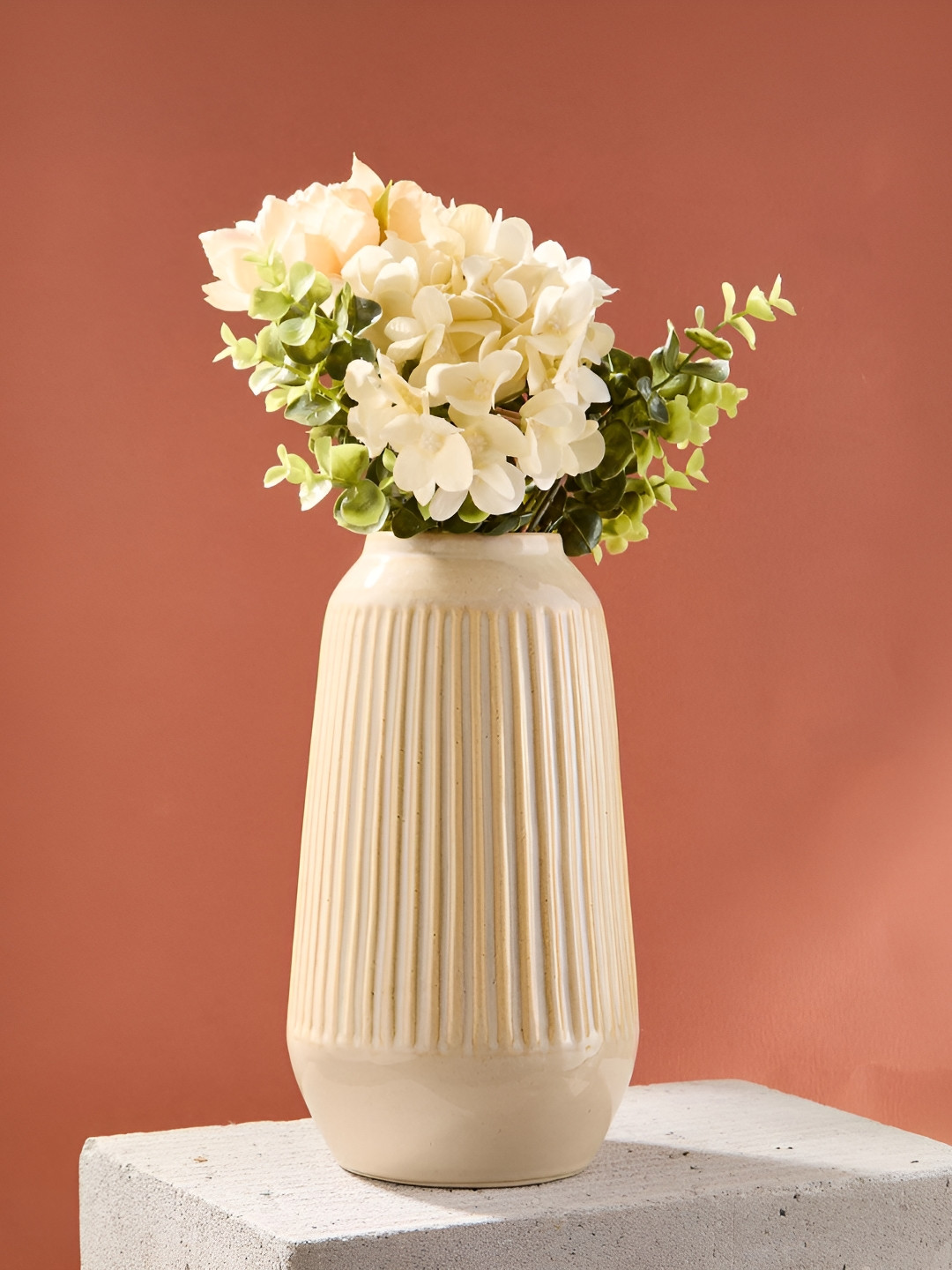 Fabindia Beige Flower Vase