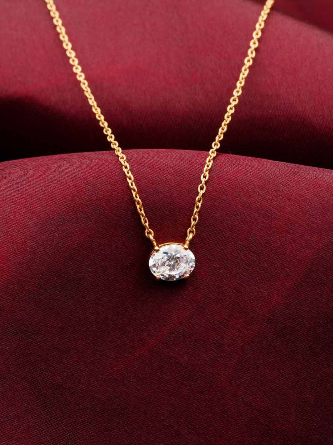 Soraya Luxe 925 Sterling Silver 18K Gold Plated Celeste Oval Pendant Necklace With Chain