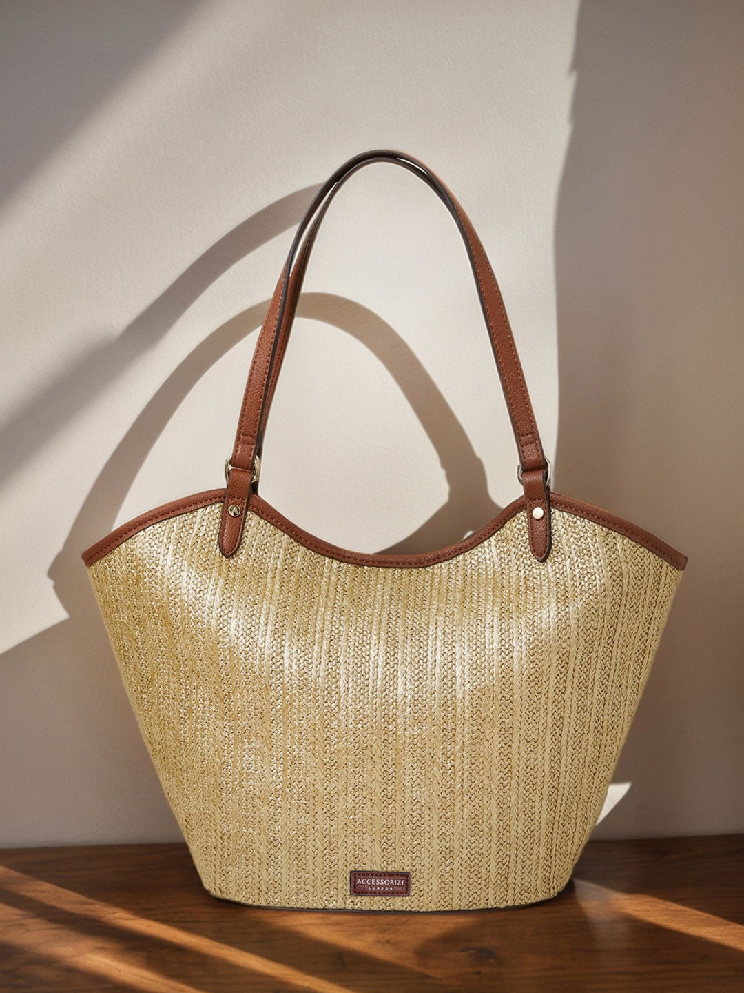 Accessorize Women Metallic Raffia Shopper Bag