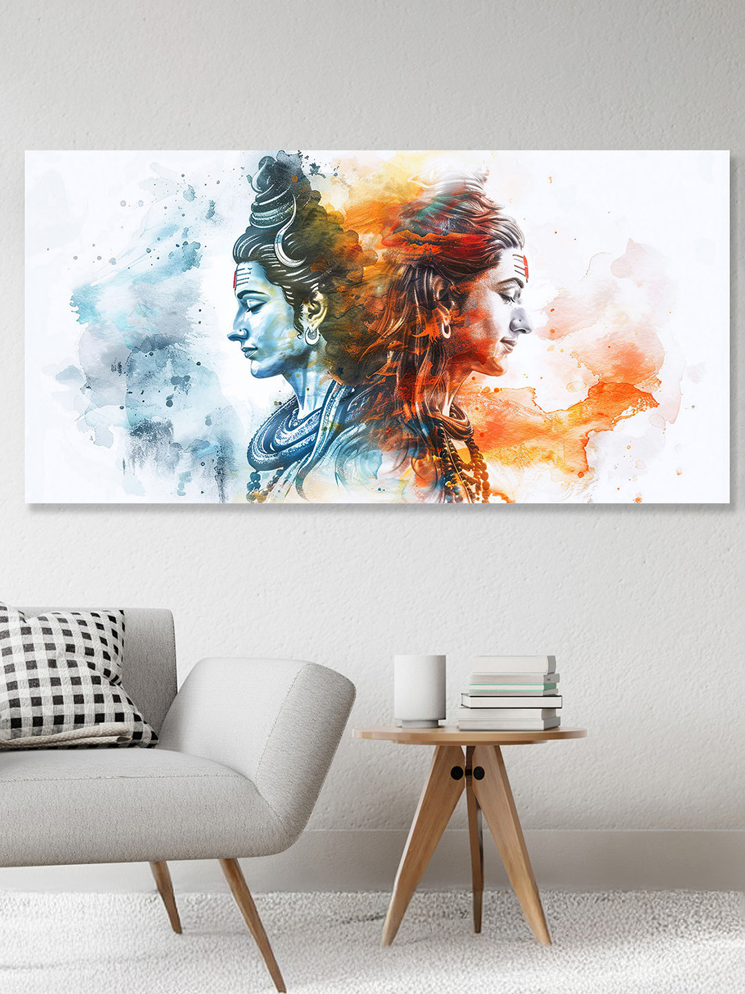 nestroots White & Orange Majestic Horse Galloping Through Dust Canvas Wall Painting