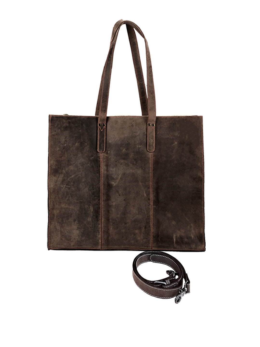 MANDAVA Leather Shopper Shoulder Bag with Fringed