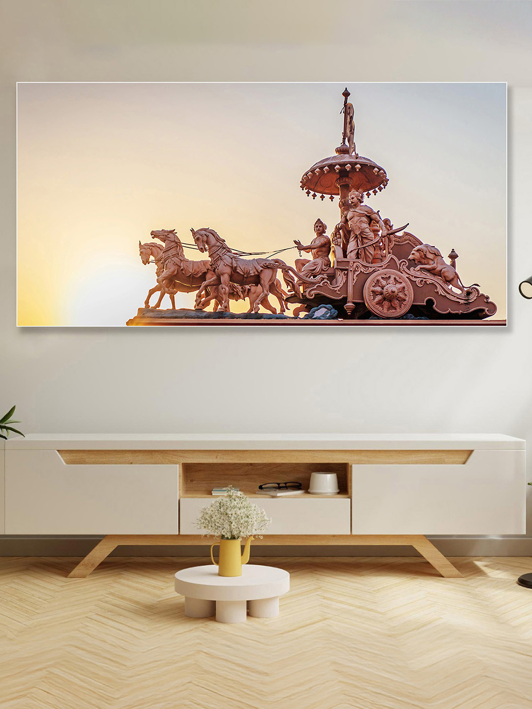 nestroots Copper-Toned & White Majestic Horses in Ethereal Flight Canvas Wall Painting