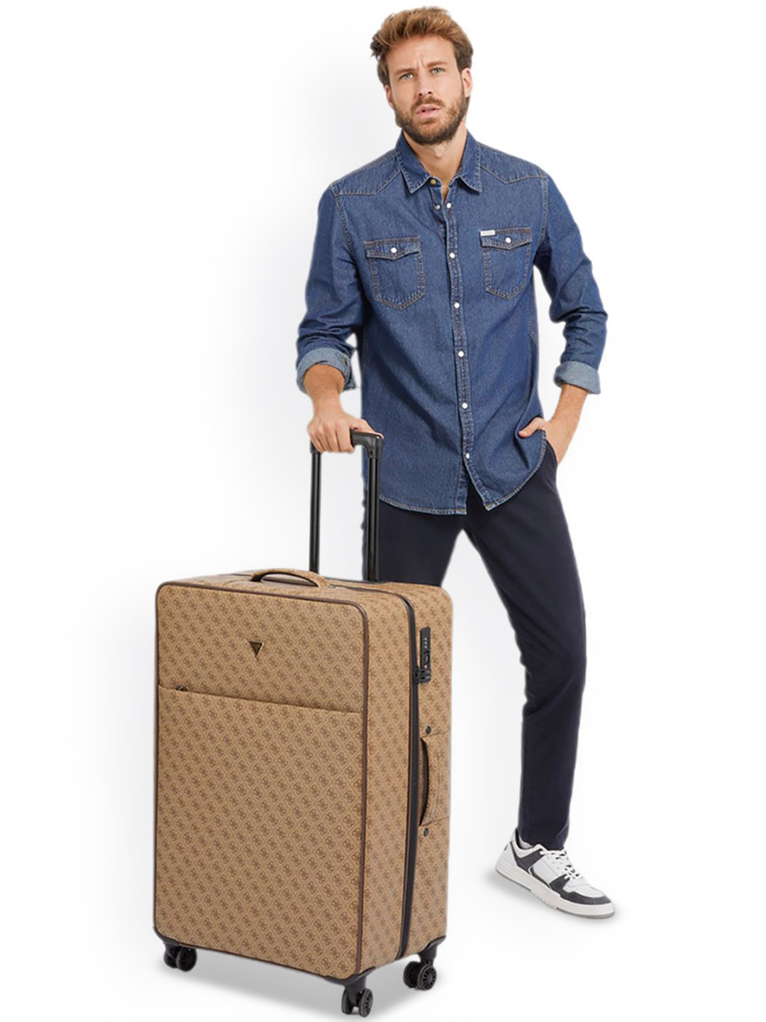 GUESS Napoli Printed Soft Sided Large Trolley Bag