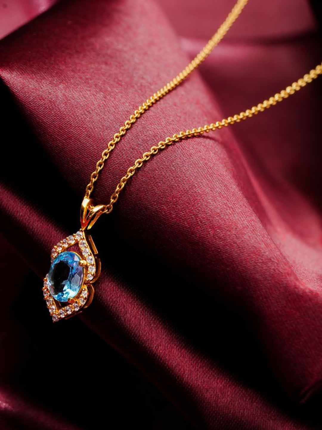 Soraya Luxe 925 Sterling Silver 18K Gold Plated Azure Aura Pendant & Chain