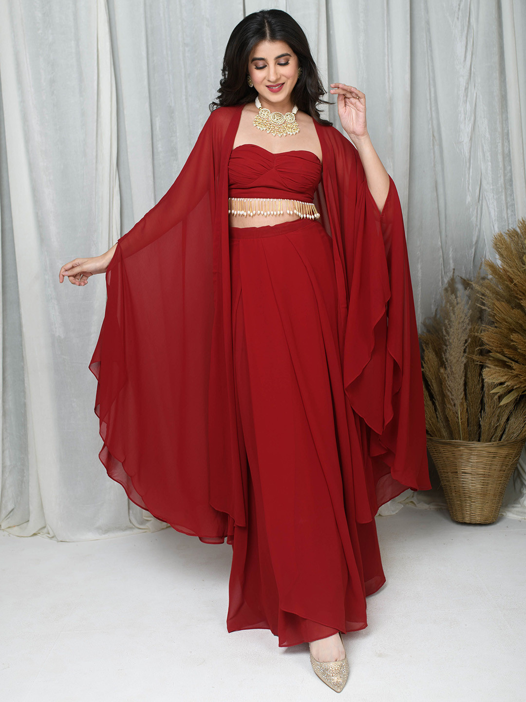 Label Shaurya Sanadhya Cape And Drape Maxi Skirt