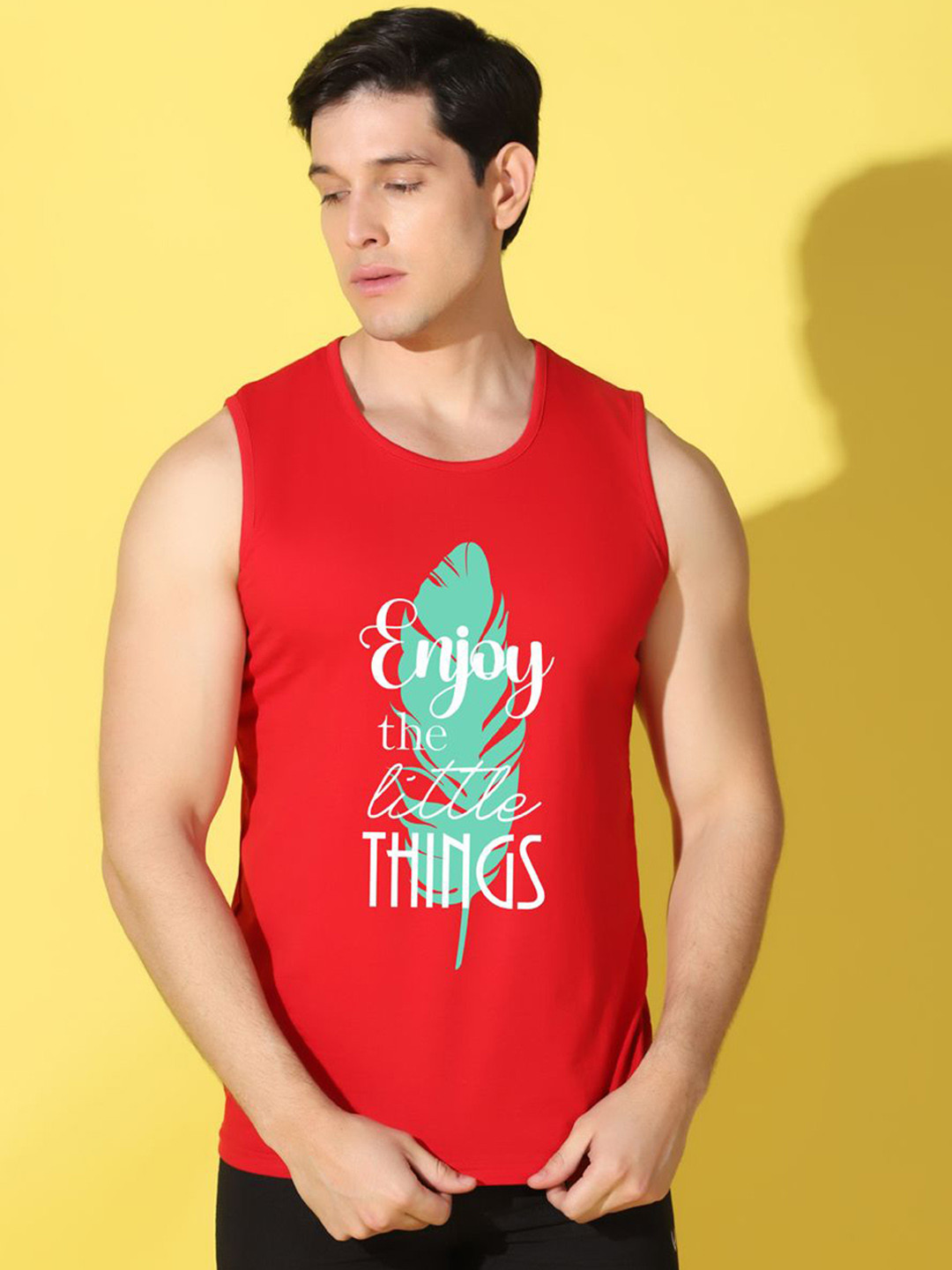 WOOSTRO Printed Gym Innerwear Vest VWS26 ENJOY RED