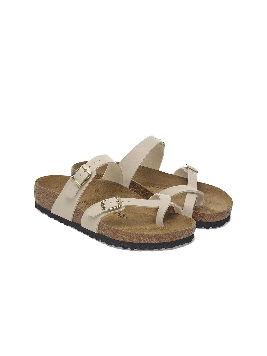 Birkenstock Women Leather Buckle Multi Strap Flats