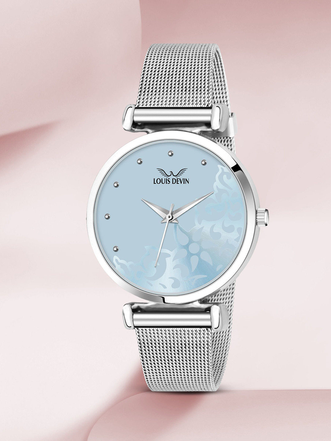 LOUIS DEVIN Women Brass Dial & Stainless Steel Straps Analogue Watch LD-L157-BLU-CH