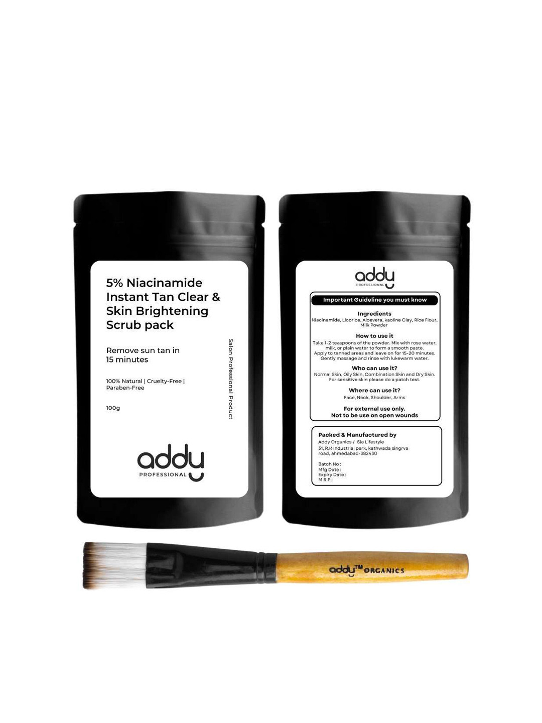 ADDY ORGANICS Unisex 5% Niacinamide Face Scrub - 100g