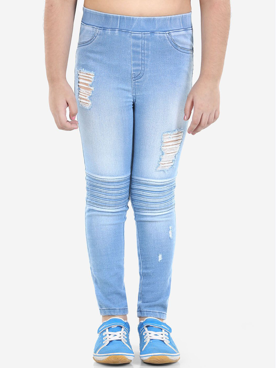 Naughty Ninos Girls Comfort Mildly Distressed Light Fade Stretchable Jeans
