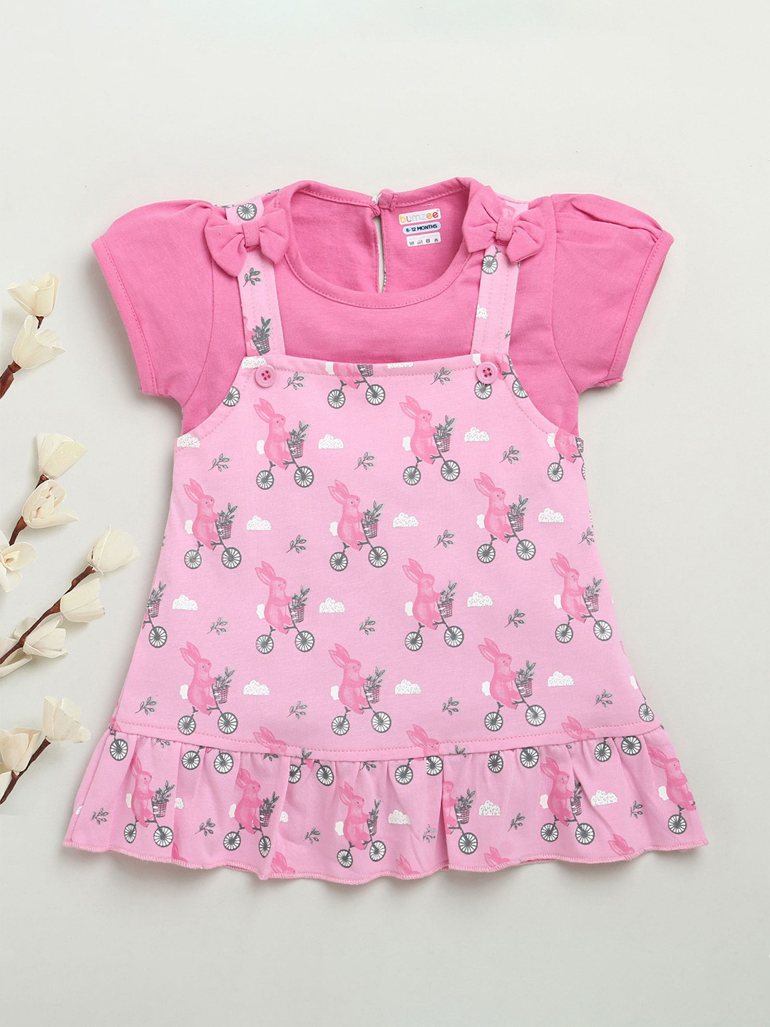 BUMZEE Animal Printed Cap Sleeves Pinafore Cotton Dress