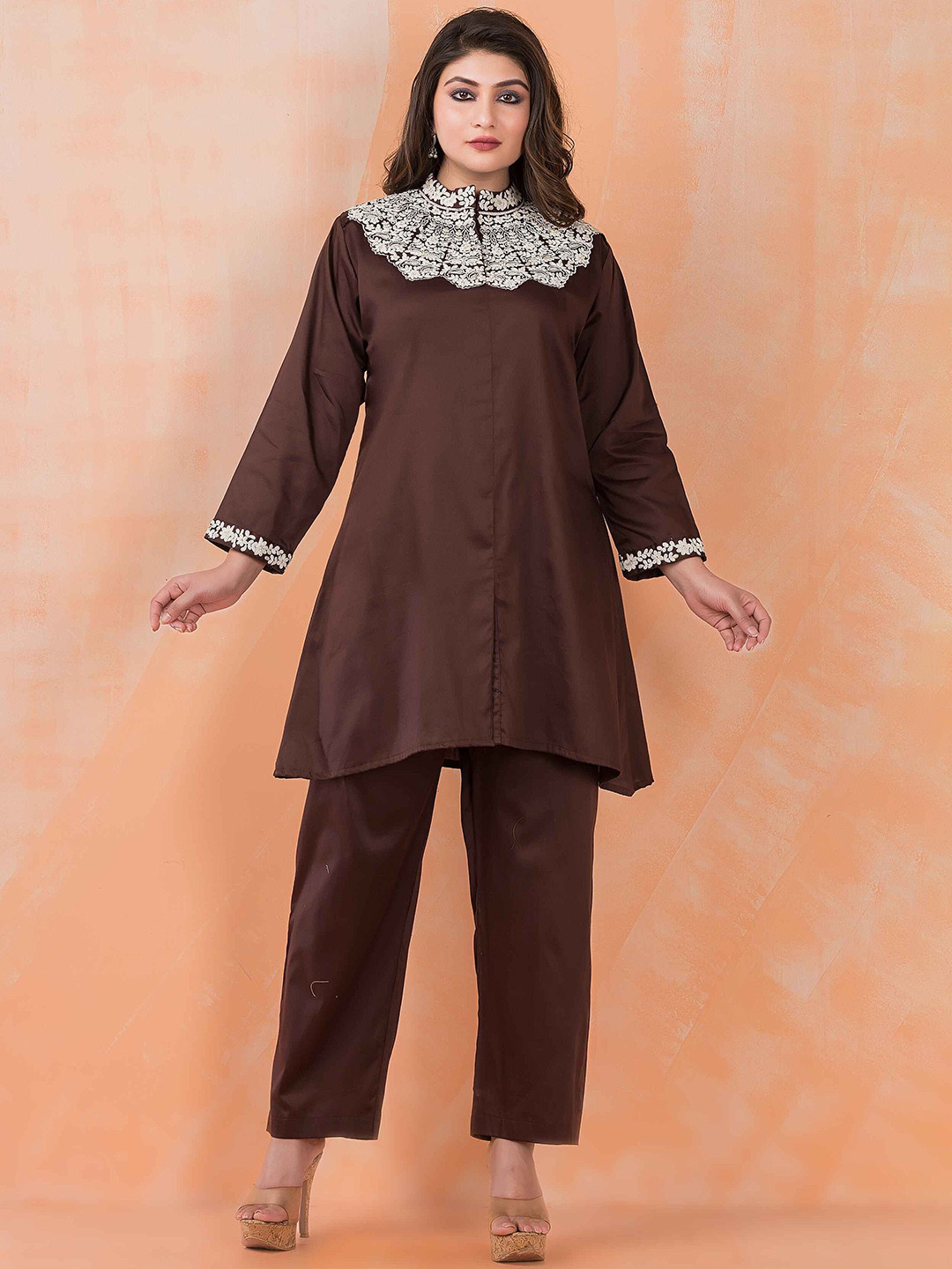 SACRED SUTA Embroidered Zam Top With Trousers Co-ords