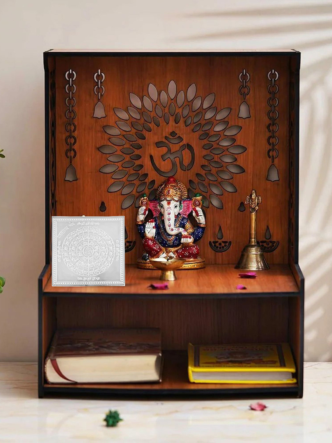 MEMOIR Silver Plated Brass Jain Bhaktamar Yantra Pooja Stand