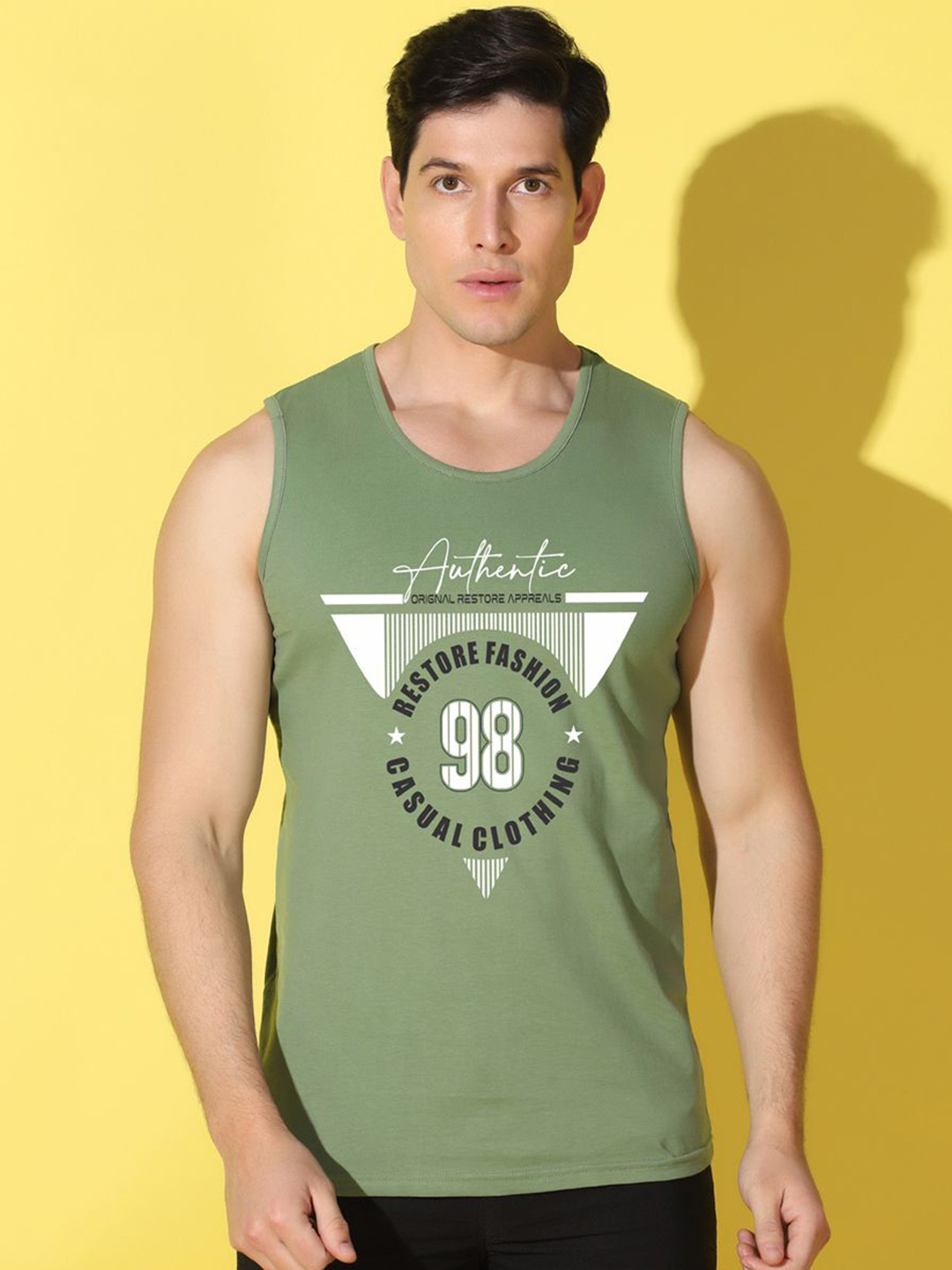 WOOSTRO Printed Gym Innerwear Vest VWS26 98 LGTGREEN