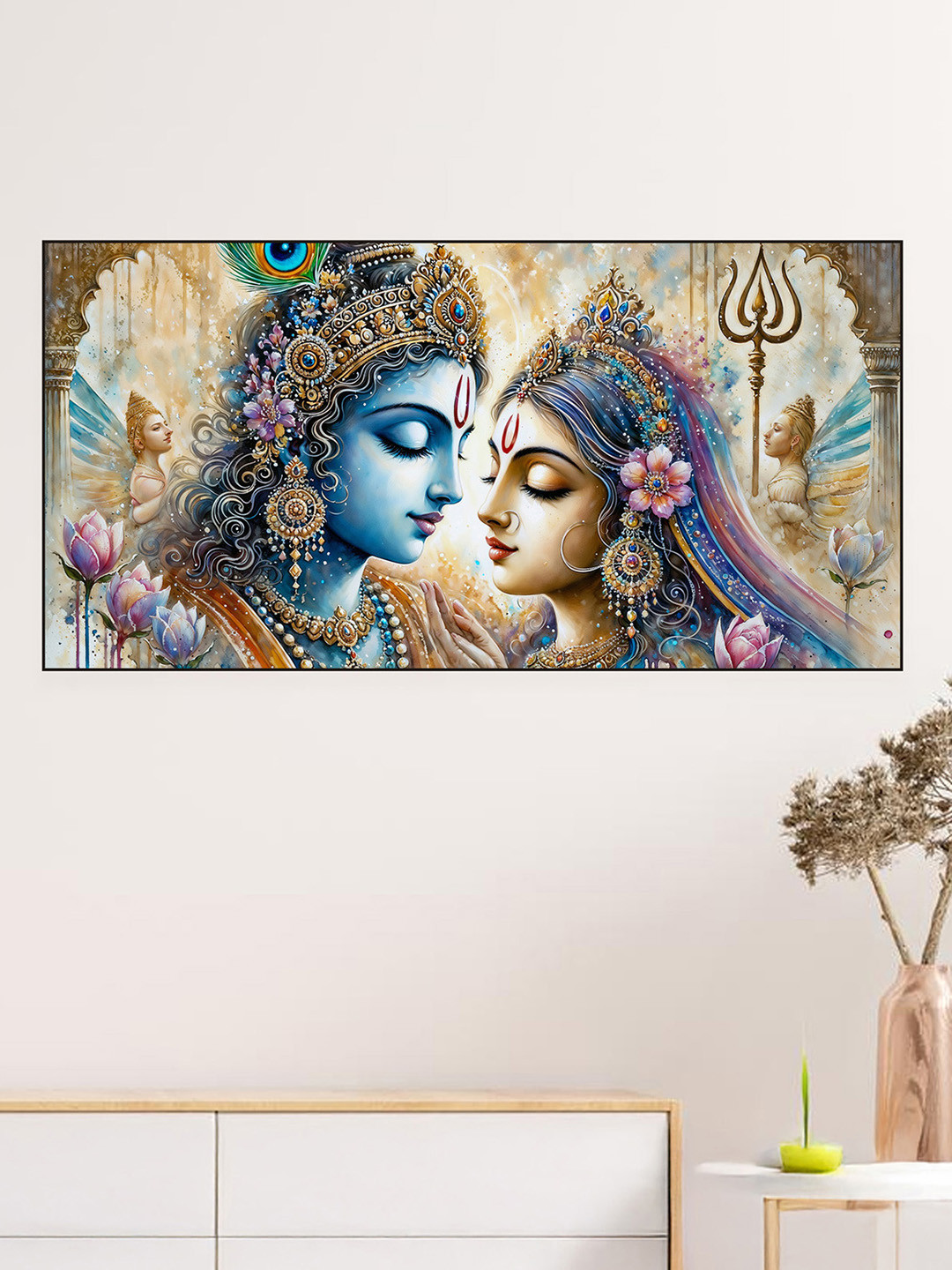 nestroots Blue Majestic Horses in Ethereal Flight Canvas Religious Wall Painting