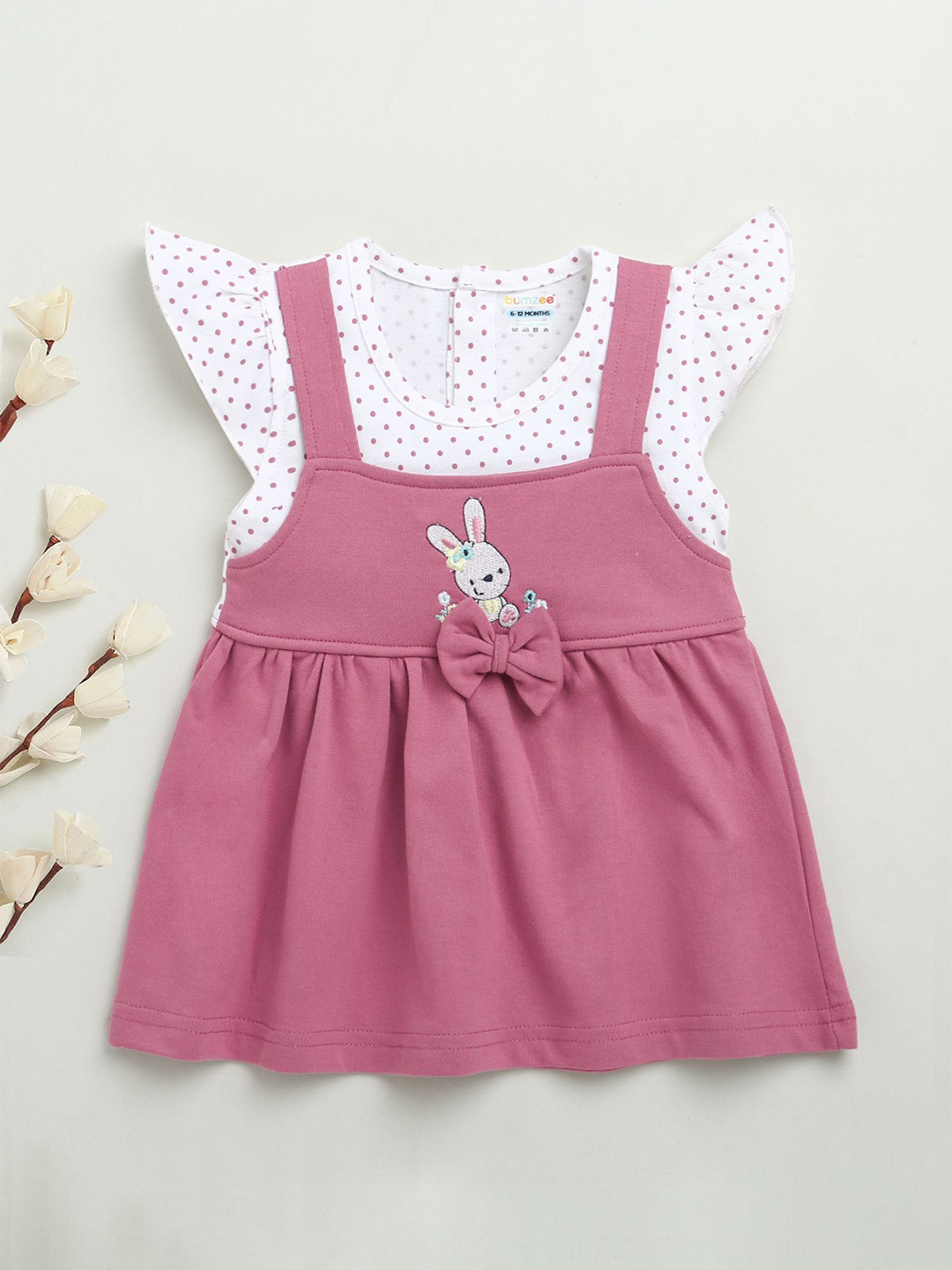 BUMZEE Polka Dot Printed Cap Sleeves Pinafore Cotton Dress