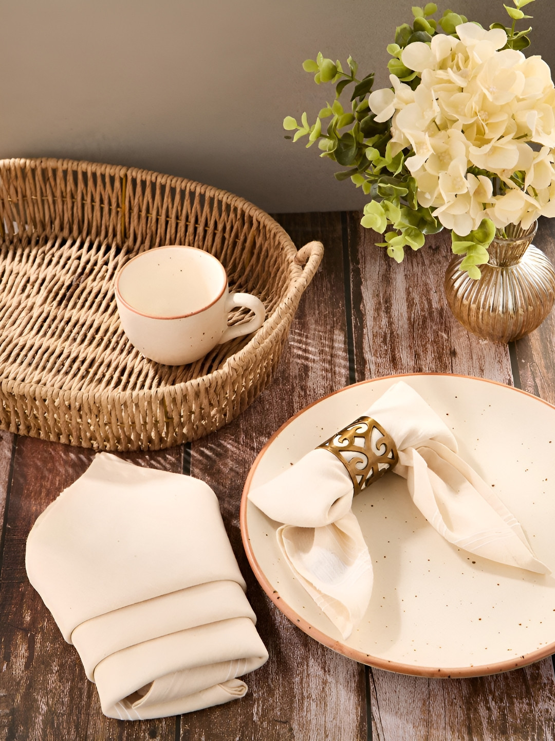 Fabindia Sherkote 6-Pcs Beige Cotton Table Napkins