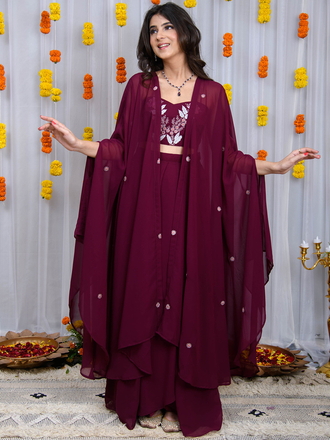 Label Shaurya Sanadhya Cape And Drape Maxi Skirt