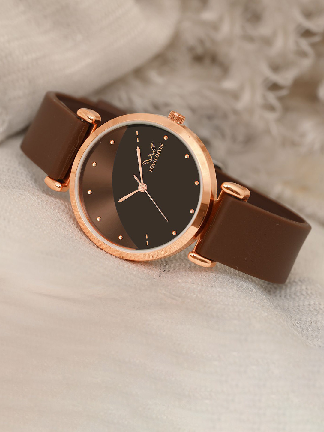 LOUIS DEVIN Women Brass Dial & Straps Analogue Watch LD-CKL191-BRW