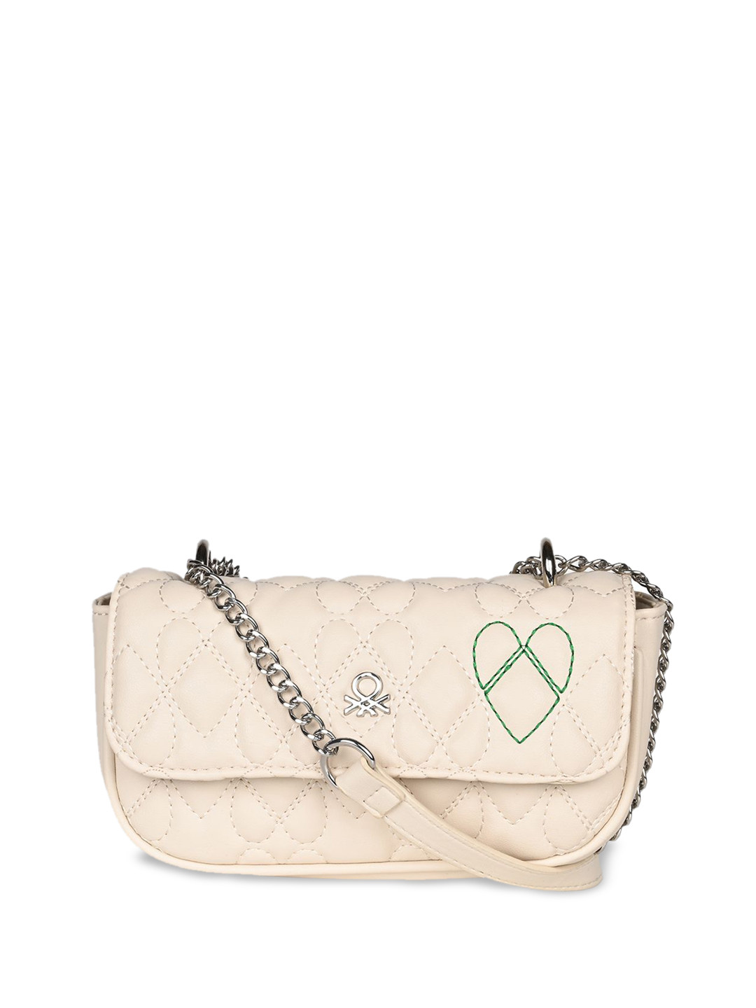 United Colors of Benetton Embellished Oversized Structured Shoulder Bag with Fringed