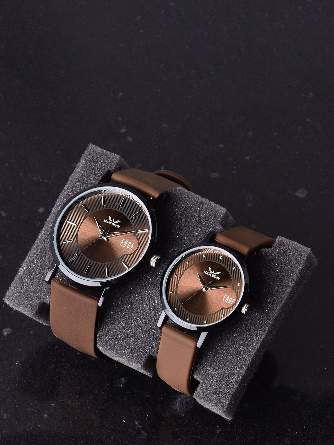 LOUIS DEVIN Unisex Brass Dial & Bracelet Style Straps Analogue Watch LDCM-BK092-BRWN