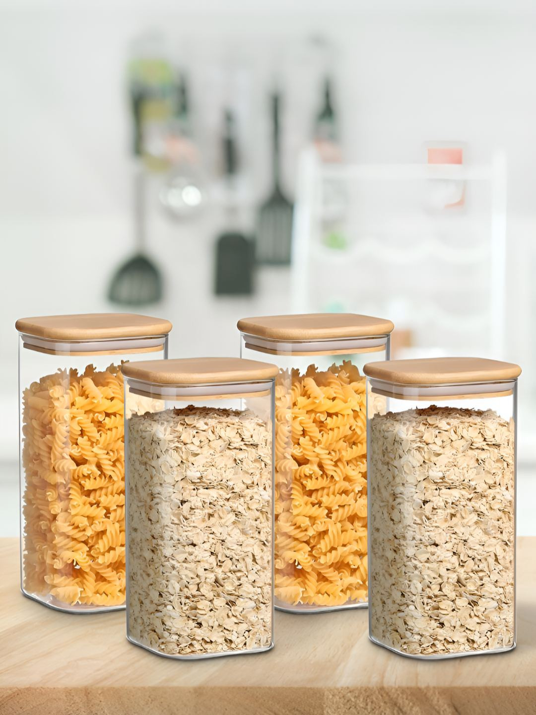 Allo Gjb460S White Glass Dishwasher Safe 4 Piece Clip-On Canister-600ml