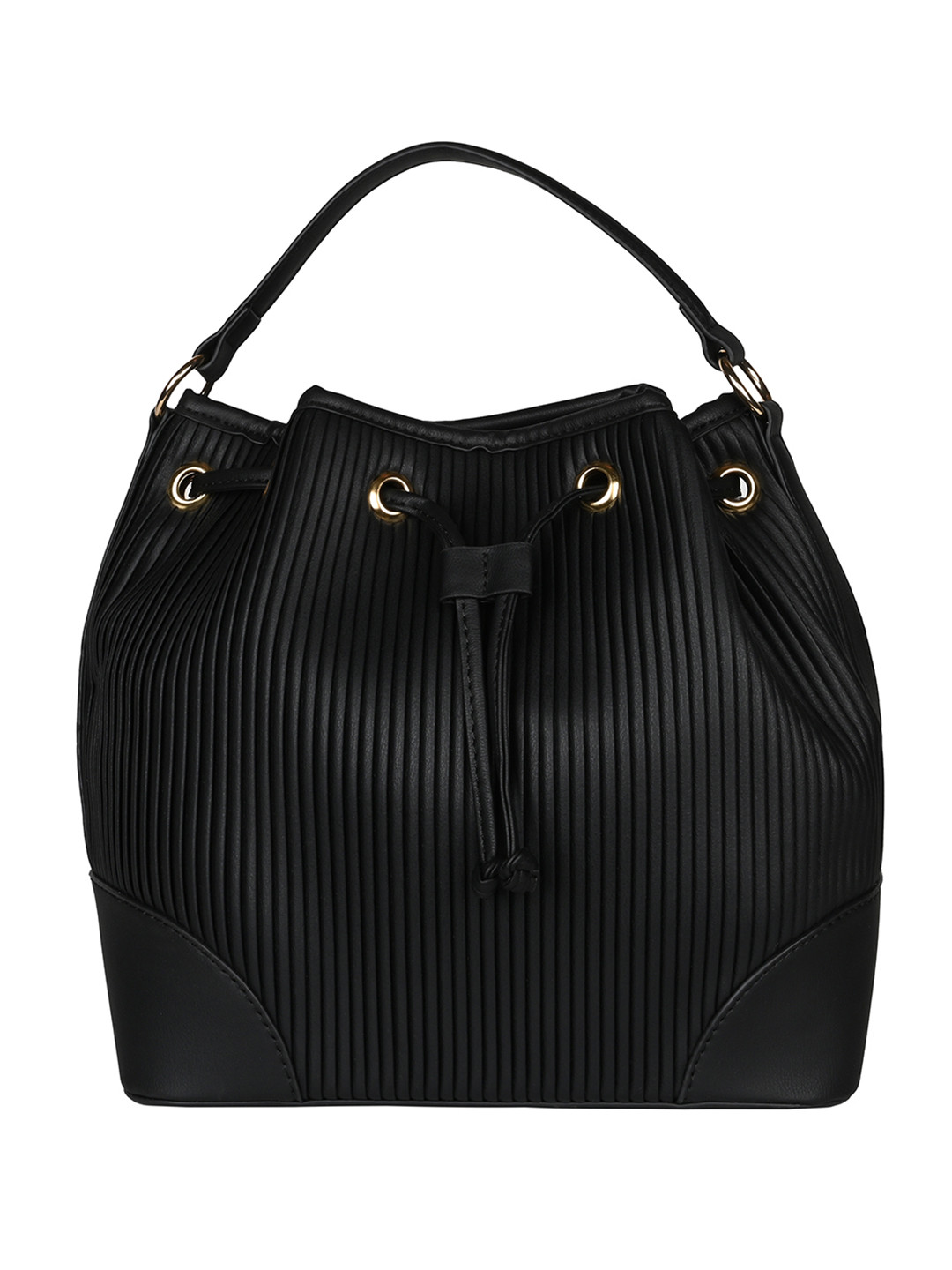 United Colors of Benetton Striped Bucket Handheld Bag with Fringed