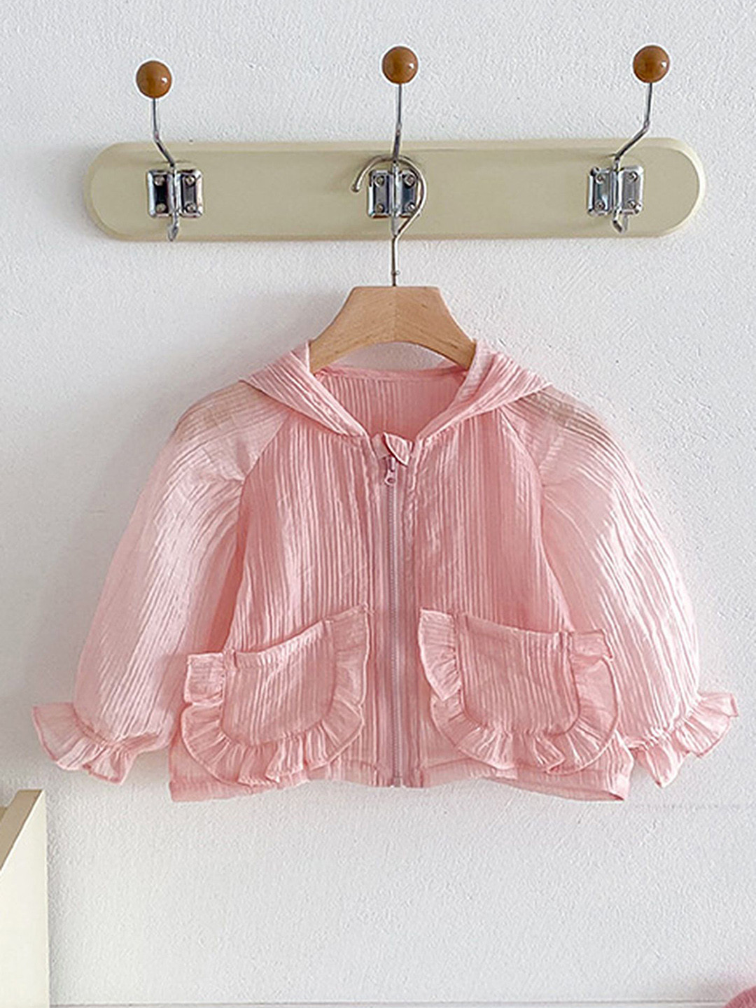 LULU & SKY Girls Striped Nylon Crop Parka with Patchwork Jacket