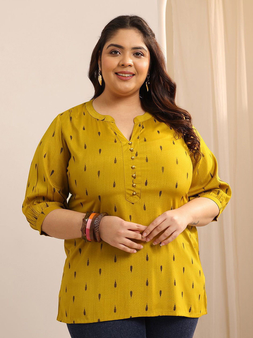 EXTRA LOVE BY LIBAS Plus Size Woven Design Kurti