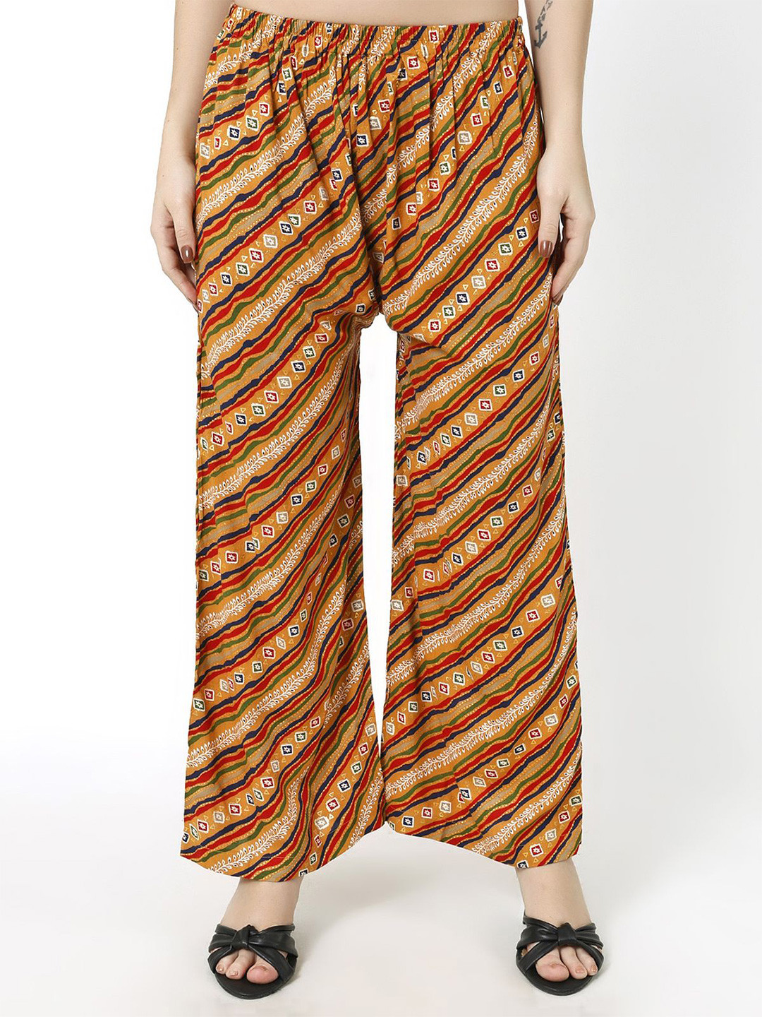 Trendzmy Women Ethnic Motifs Printed Knitted Palazzos