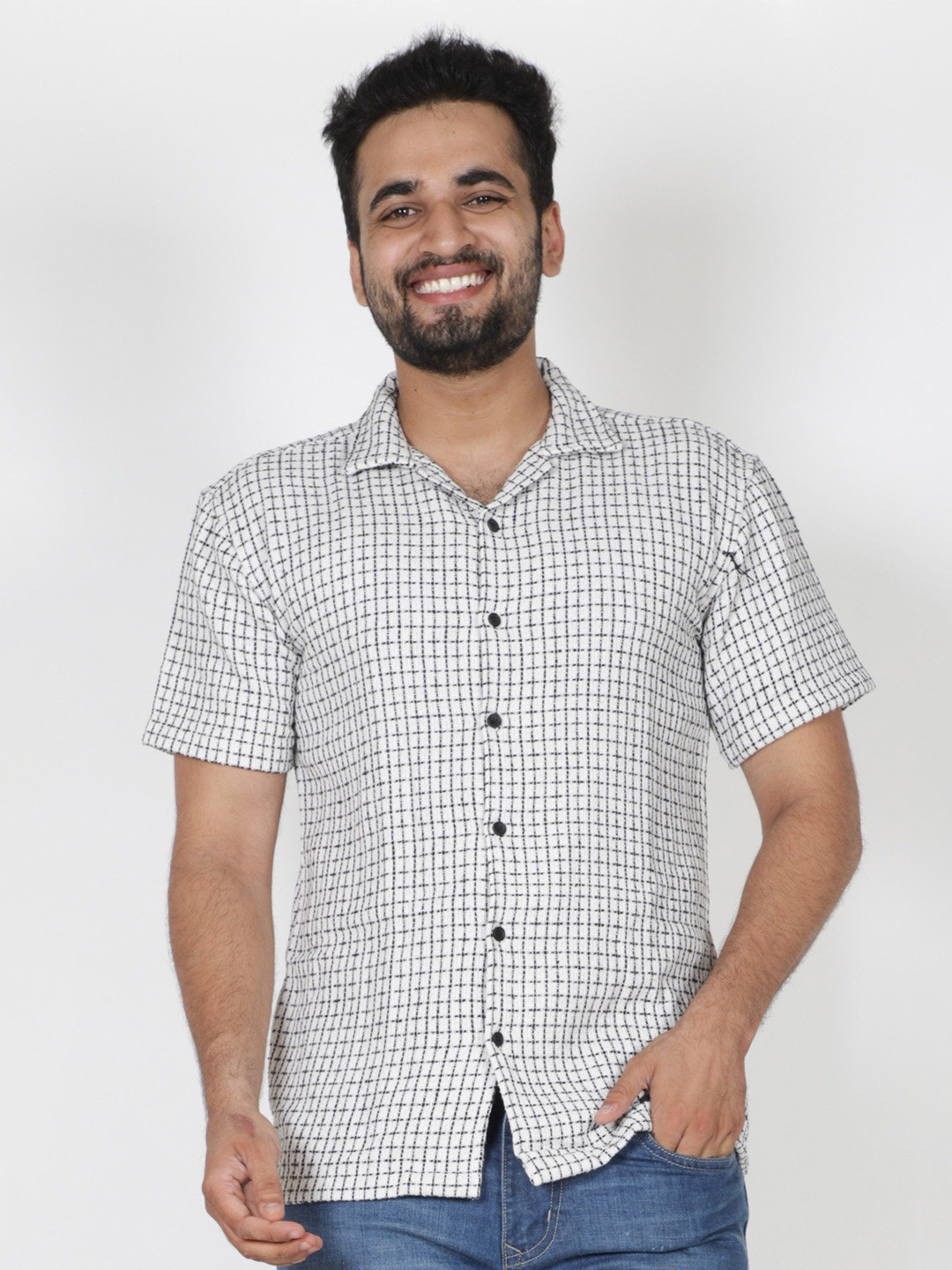 The Cloth Crow Men Regular Fit Windowpane Checked Casual Shirt