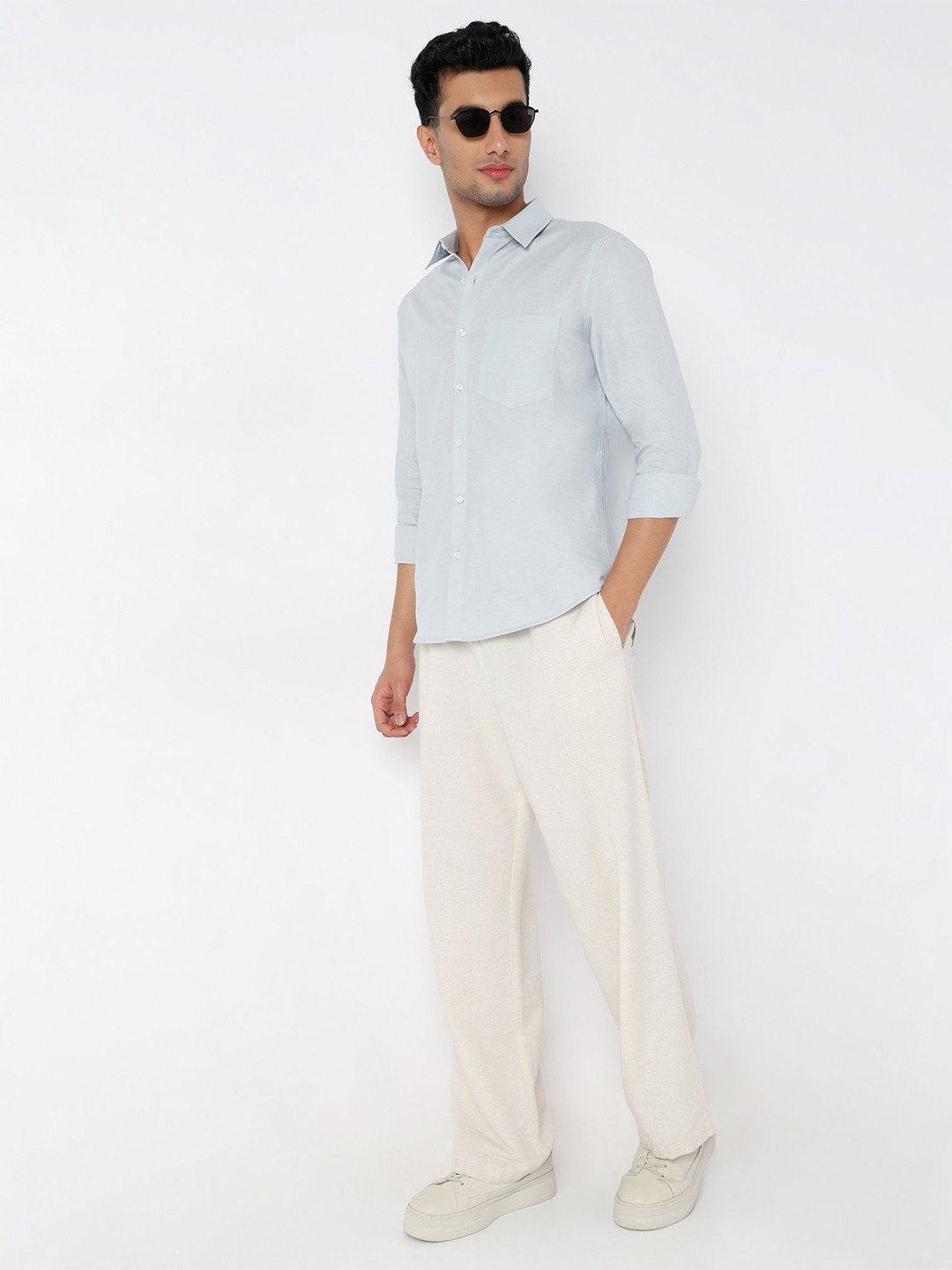 MARK & ALBERT Casual Slim Collar Linen Slim Fit Shirt