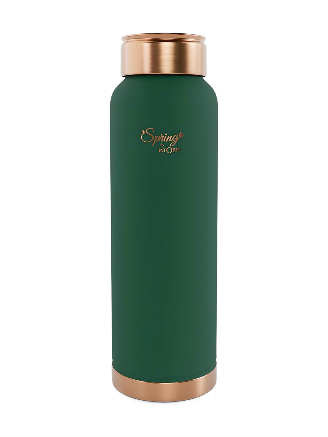 LA' FORTE Green Solid Copper Spill Proof Water Bottle - 1L