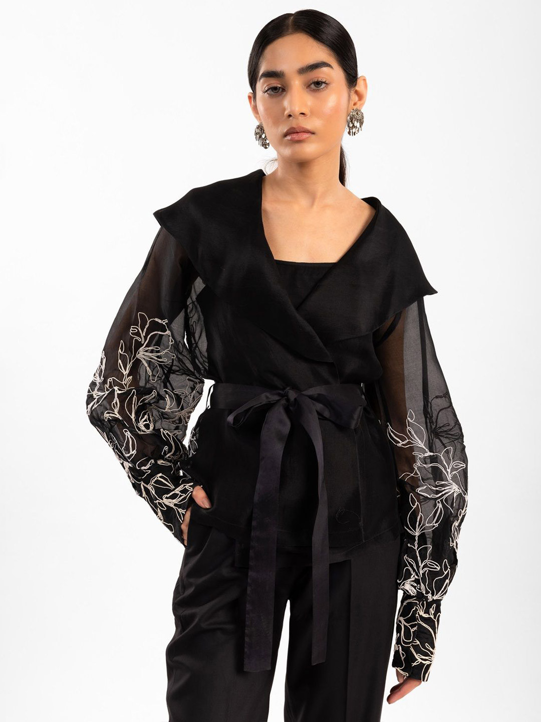 Contemponari Embroidered Wrap Top