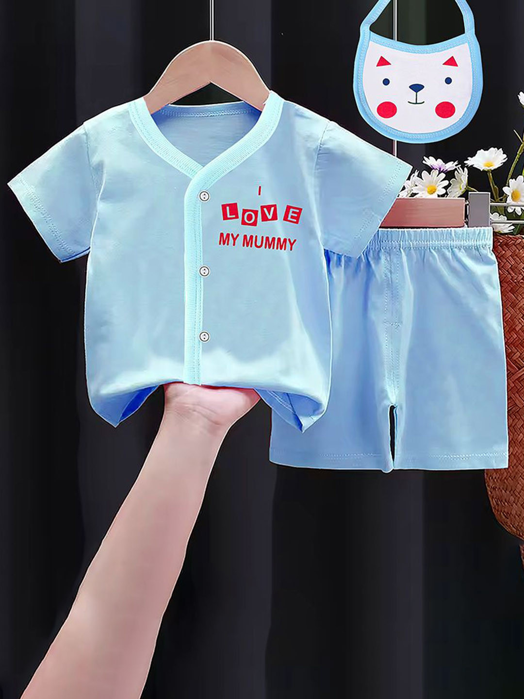 Fancy Walas Infants 3-Pcs Printed Pure Cotton Baby Apparel Gift Set