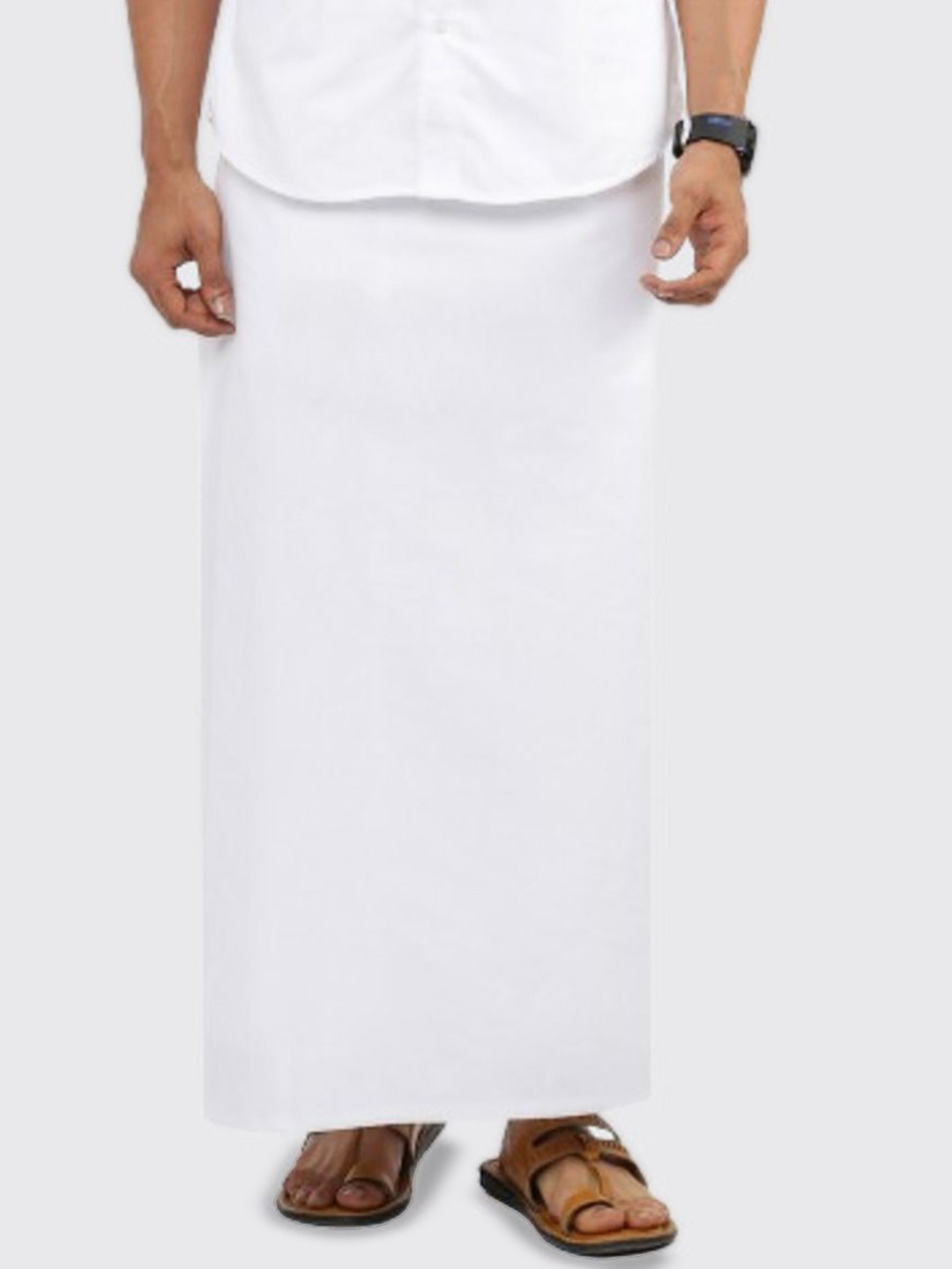 Ramraj Men Solid Single Layer Cotton Prayer Dhoti